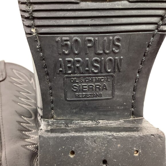 Double-H Mens 9D Work Western Leather Cowboy Boots 3267 Black Vintage - Picture 13 of 16